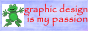 button-sized image of the graphic design is my passion meme. The meme is a tacky frog clipart image on a mottled blue background, with the red text 'graphic design is my passion'