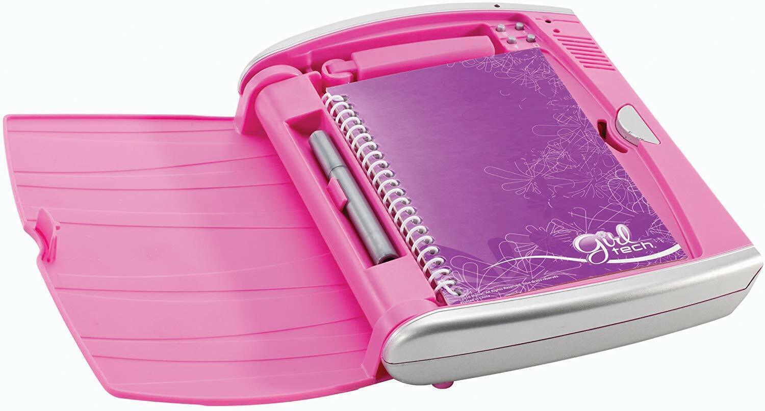 A photograph of the Mattel Password Journal from the early 2000s, a bright pink plastic cover that locks around a journal to write in.
